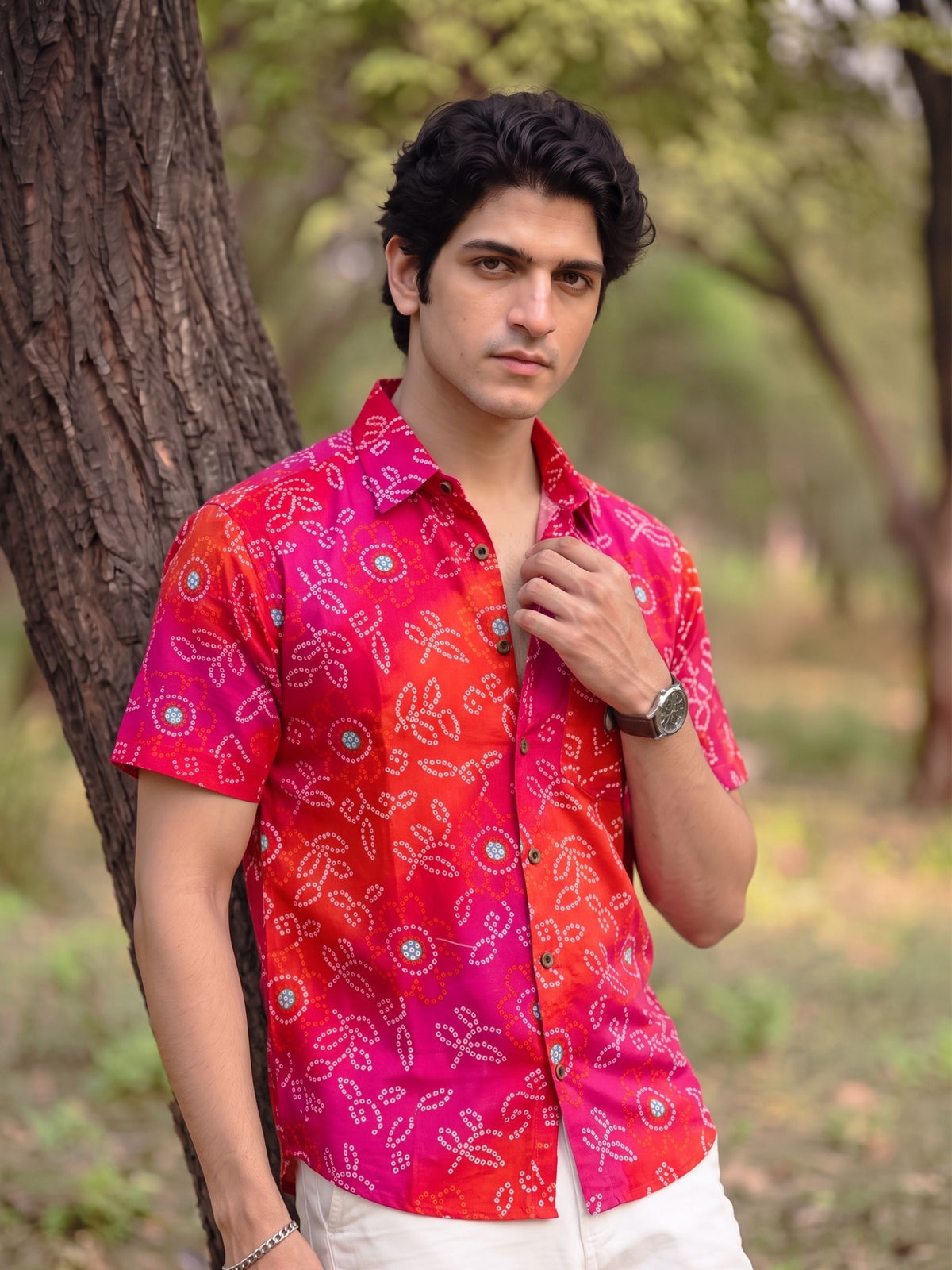 Desert Blossom – Printed Cotton Half Sleeve Shirt