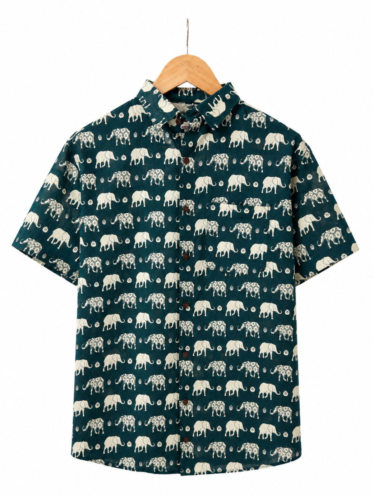 Plus Size Elephant Delight – Printed Cotton Shirt