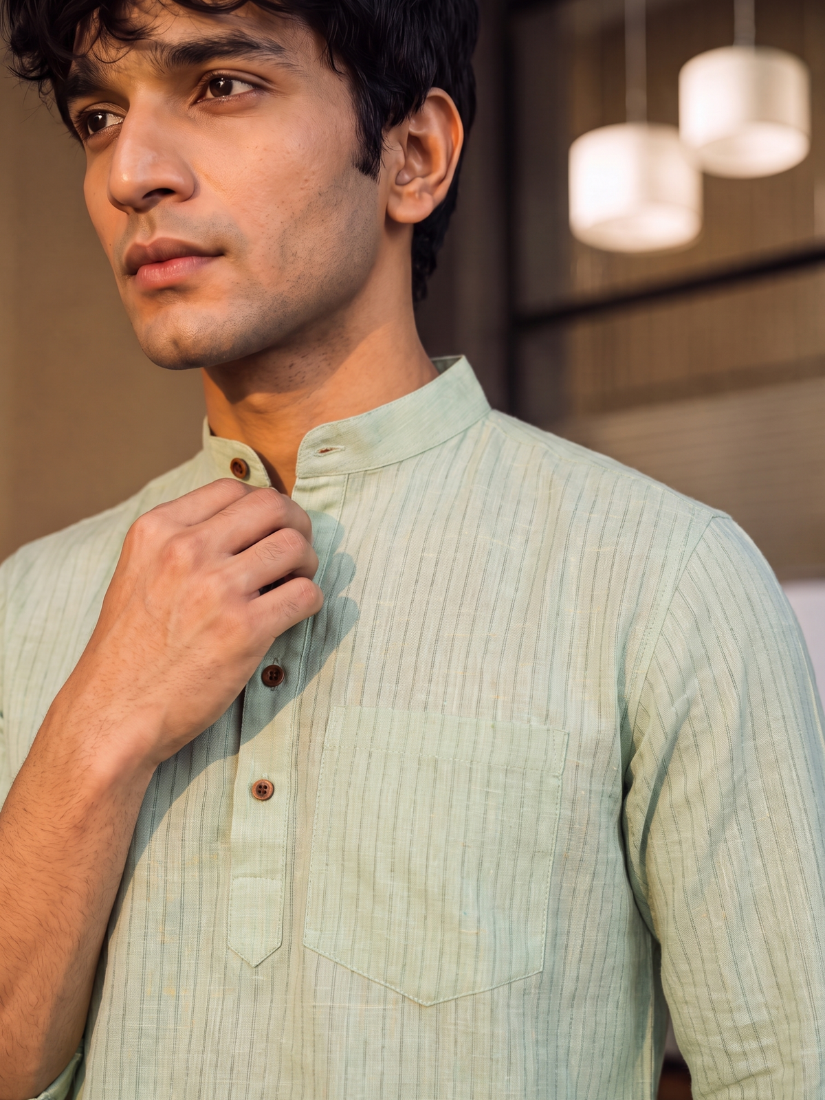 Charming Green – Printed Cotton Short Kurta