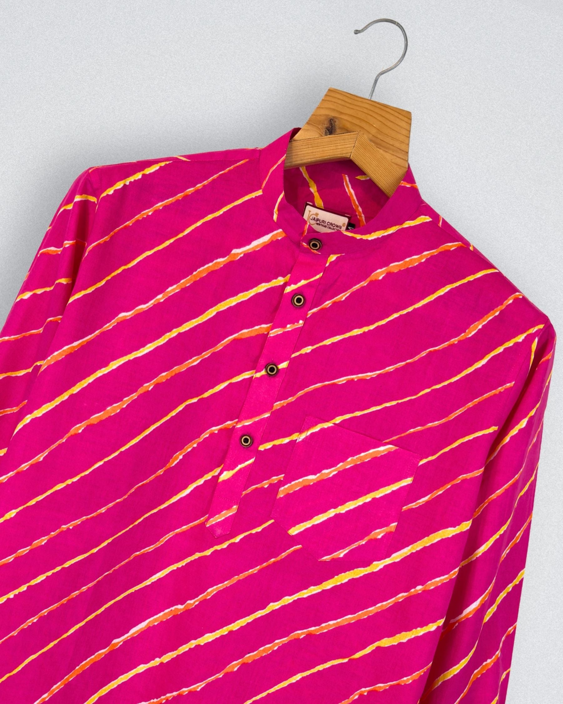 Funky Stripes – Printed Cotton Short Kurta