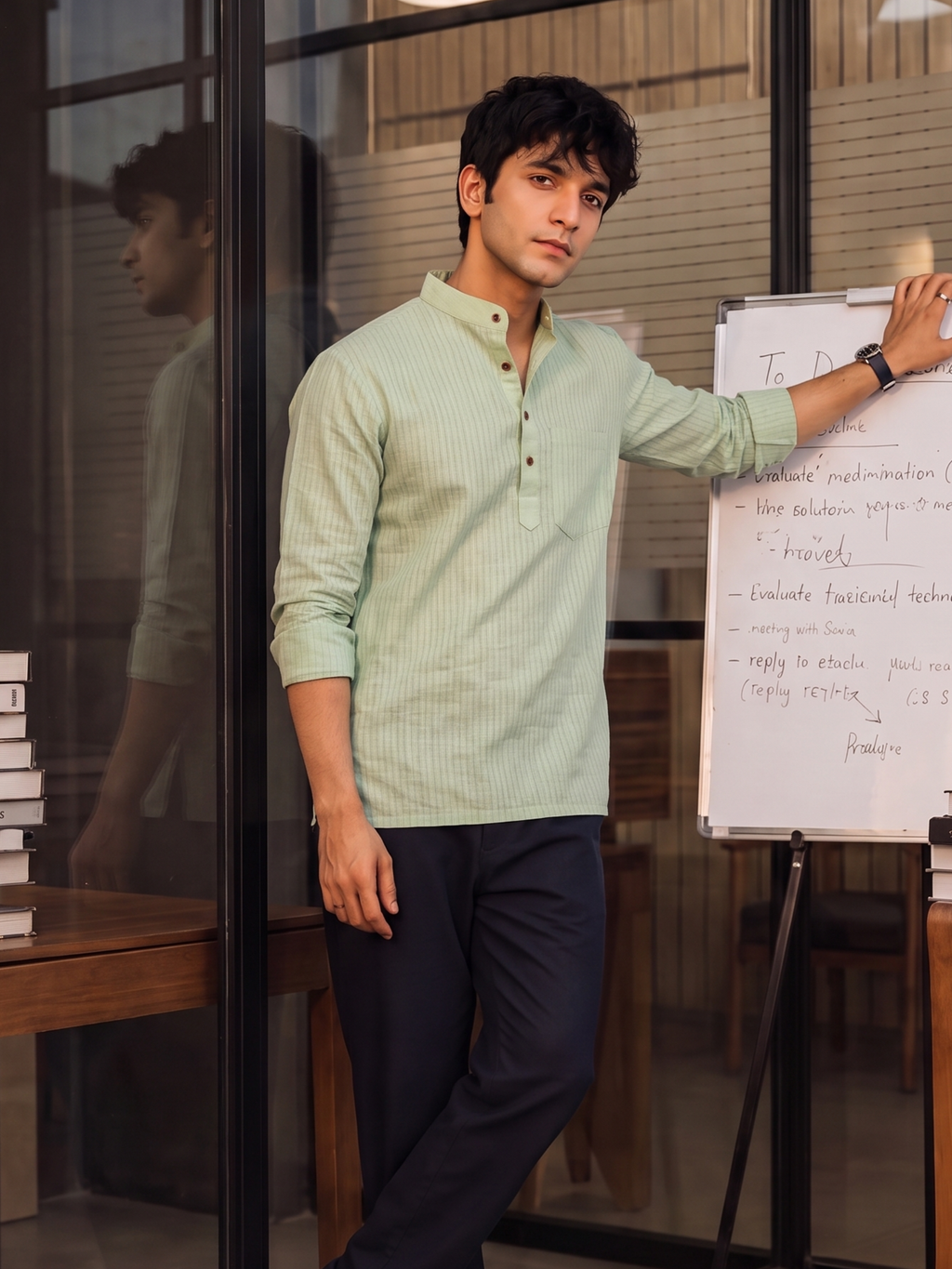 Charming Green – Printed Cotton Short Kurta