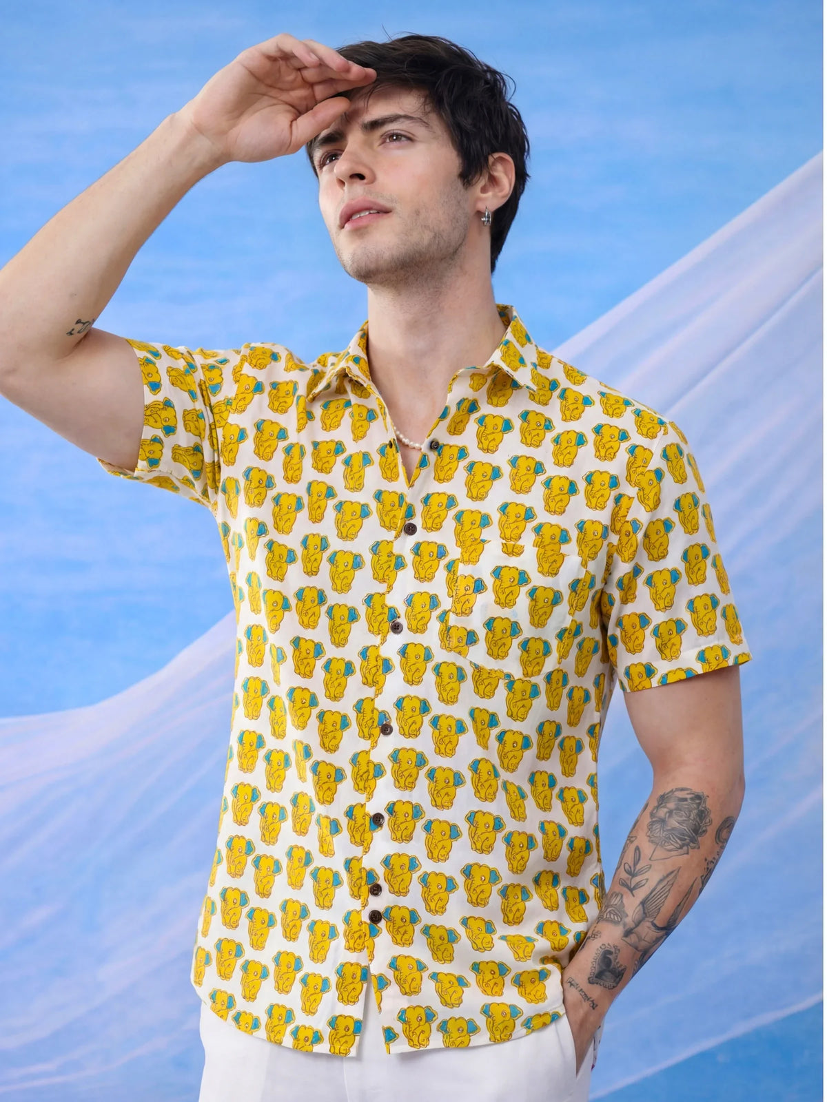 Elephant Charm – Printed Cotton Half Sleeve