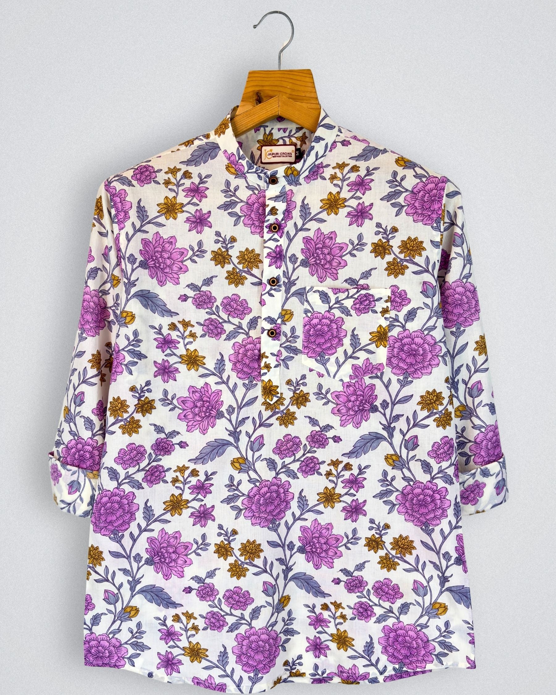 Floral Charm – Printed Cotton Short Kurta