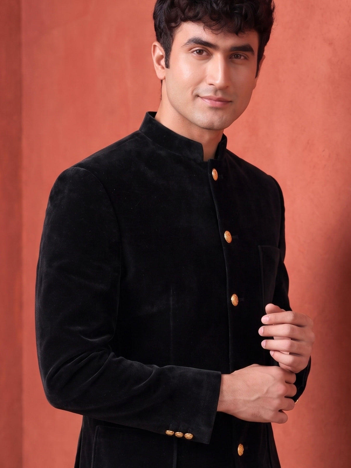 The Ultimate Royal Velvet Jodhpuri bandhgala– Black