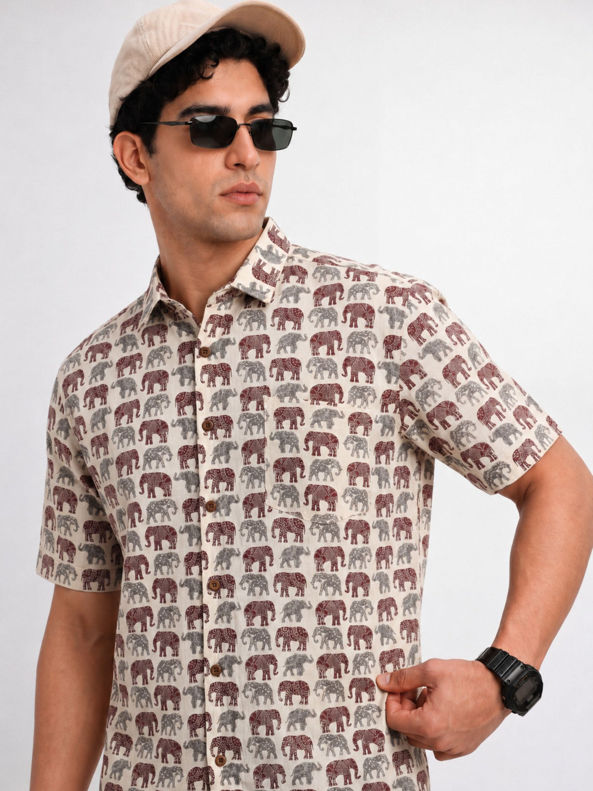 Elephant Dance – Plus Size Printed Cotton Shirt