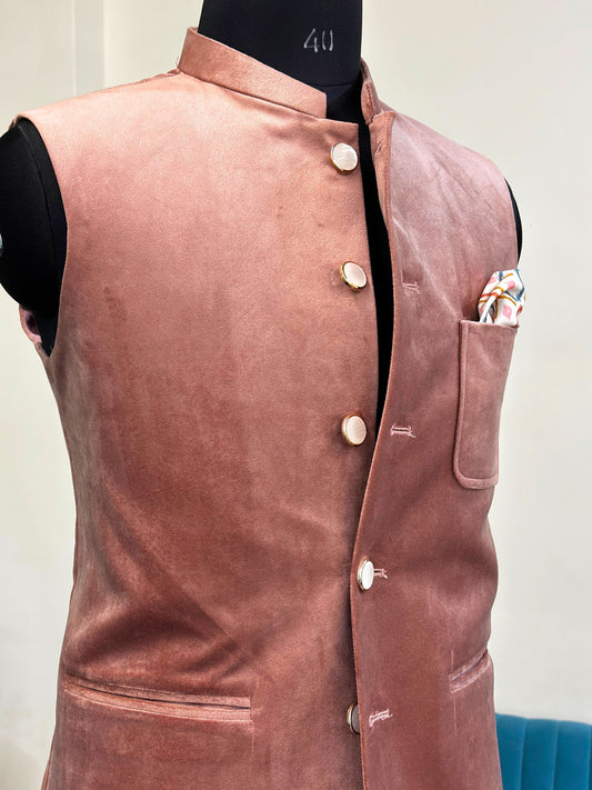 Men's Pink Velvet Nehru Jacket