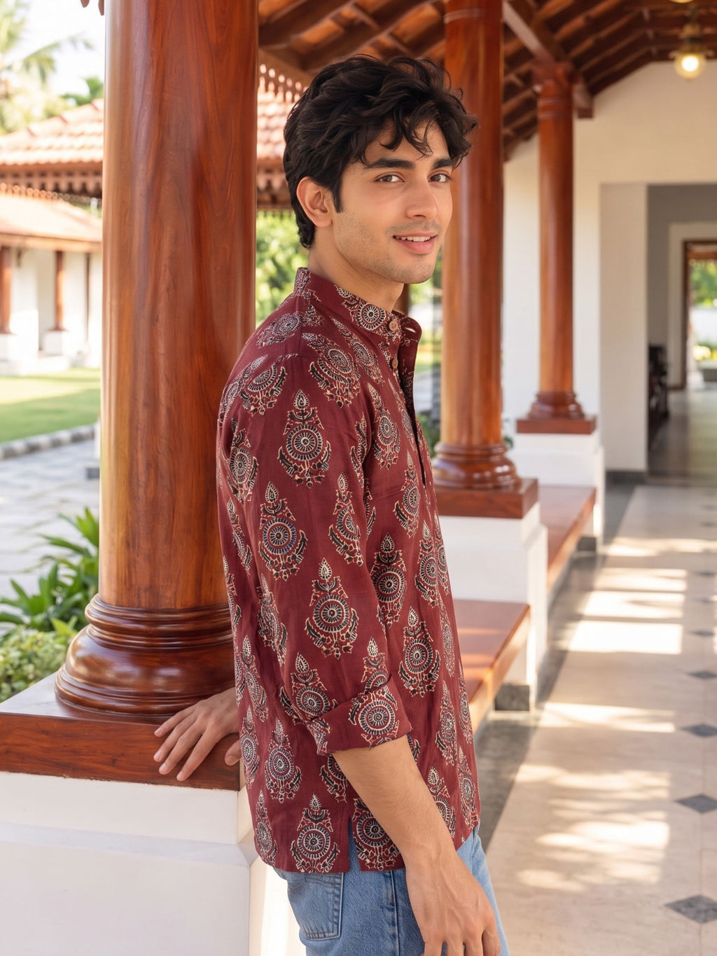 Royal Charm – Printed Cotton Short Kurta