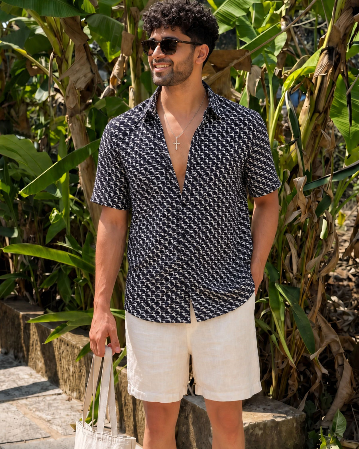 Ocean Drip — Blue Digital Printed Cotton Cambric Shirt | Jaipuri Crown