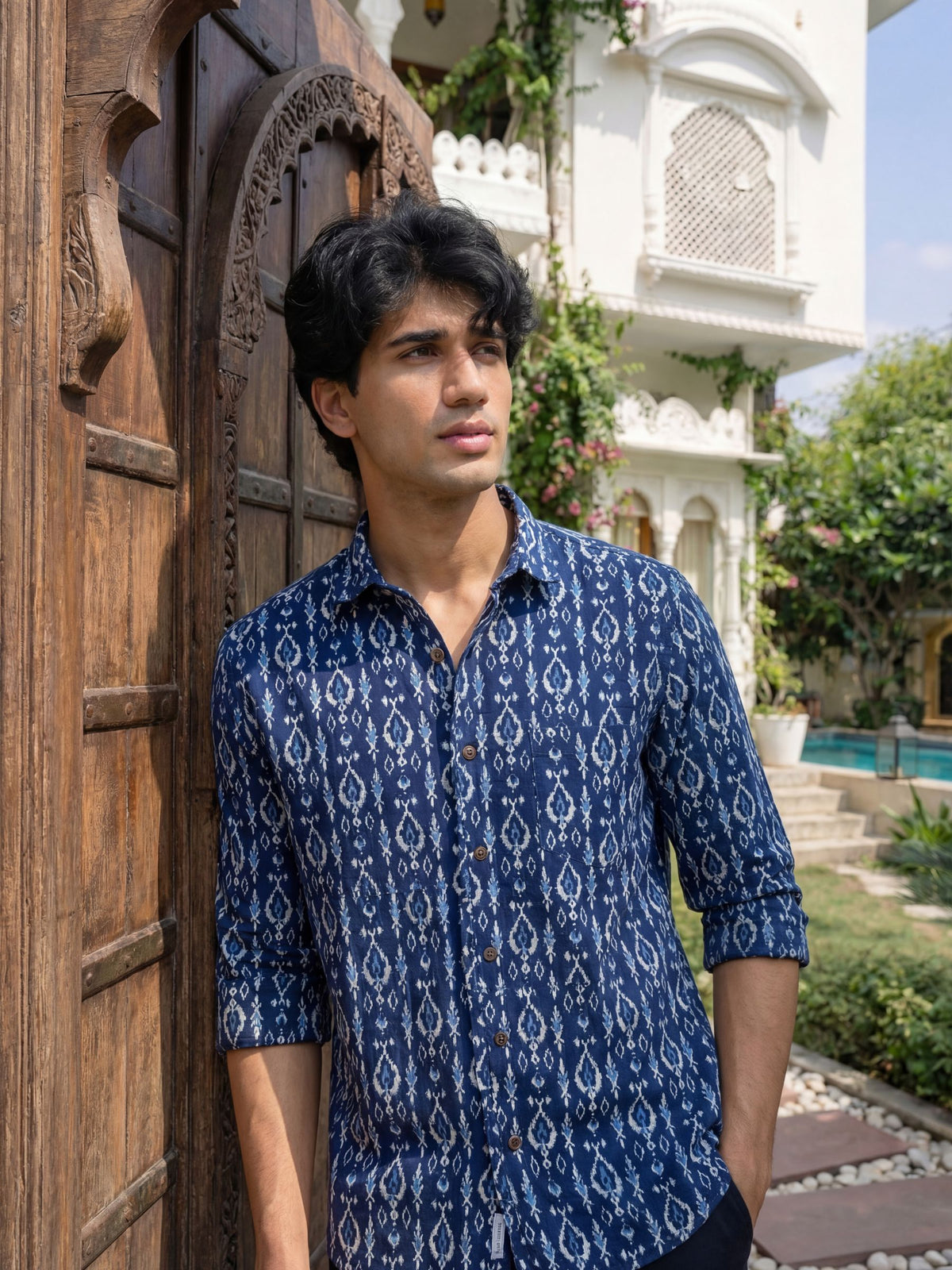 Royal Blue Charm – Printed Cotton Full Sleeve