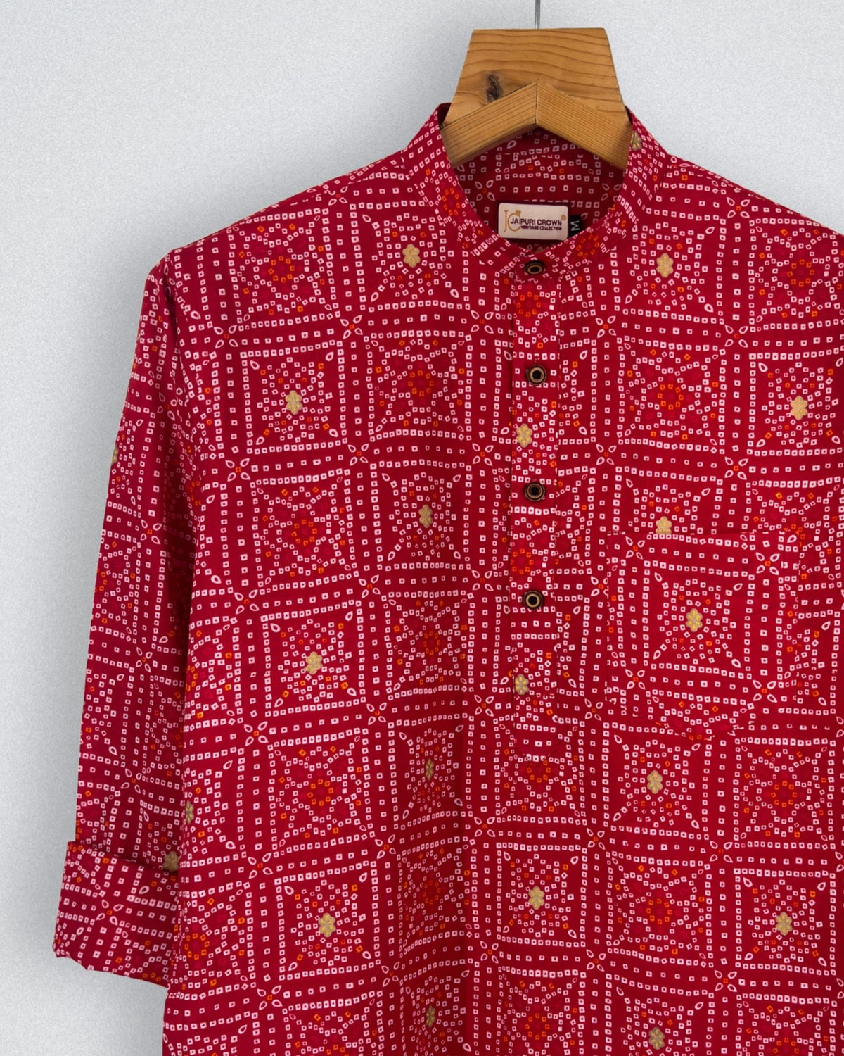 Rajasthani Charm – Printed Cotton Short Kurta in Red
