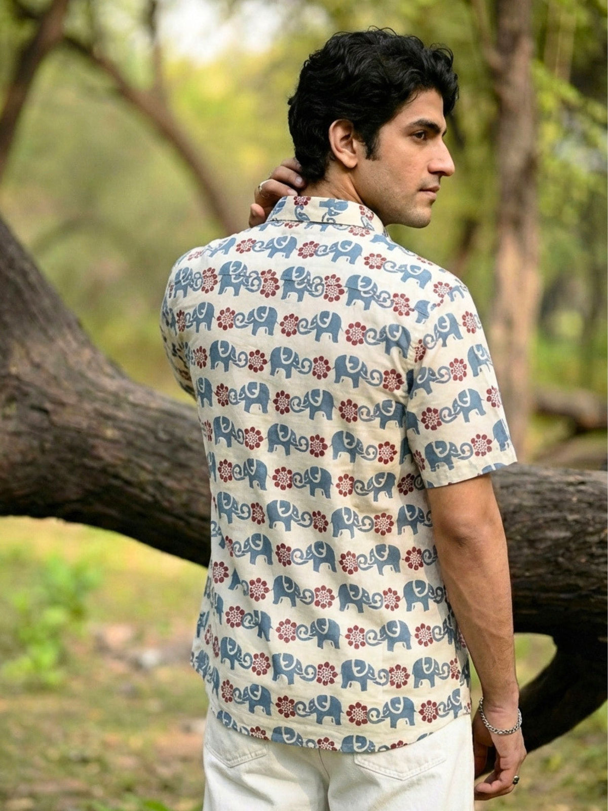 Elephant Dance – Printed Cotton Half Sleeve Shirt
