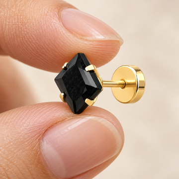 Elegant Royal Onyx Gold Stud Earring - Men's Jewellery