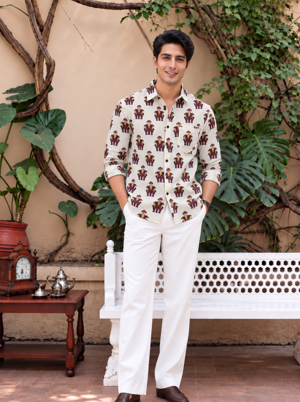 Royal Elephant – Printed Cotton Full Sleeve Shirt