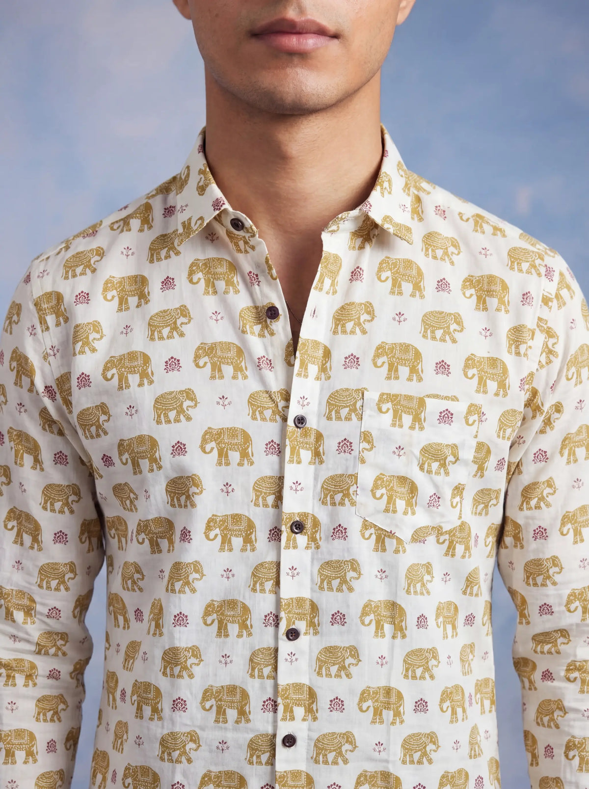 Elephant Charm – Printed Cotton Full Sleeve Shirt
