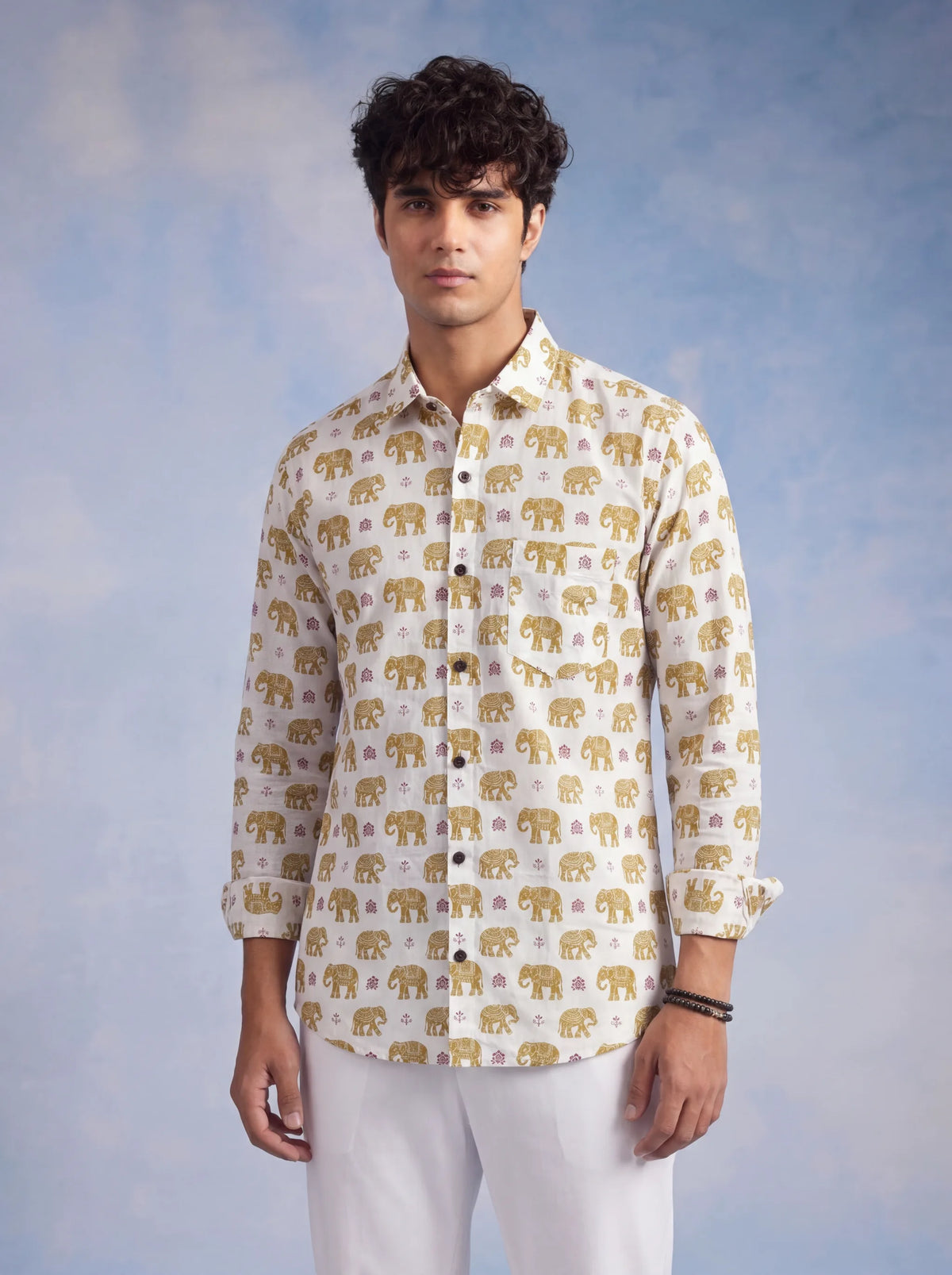 Elephant Charm – Printed Cotton Full Sleeve Shirt