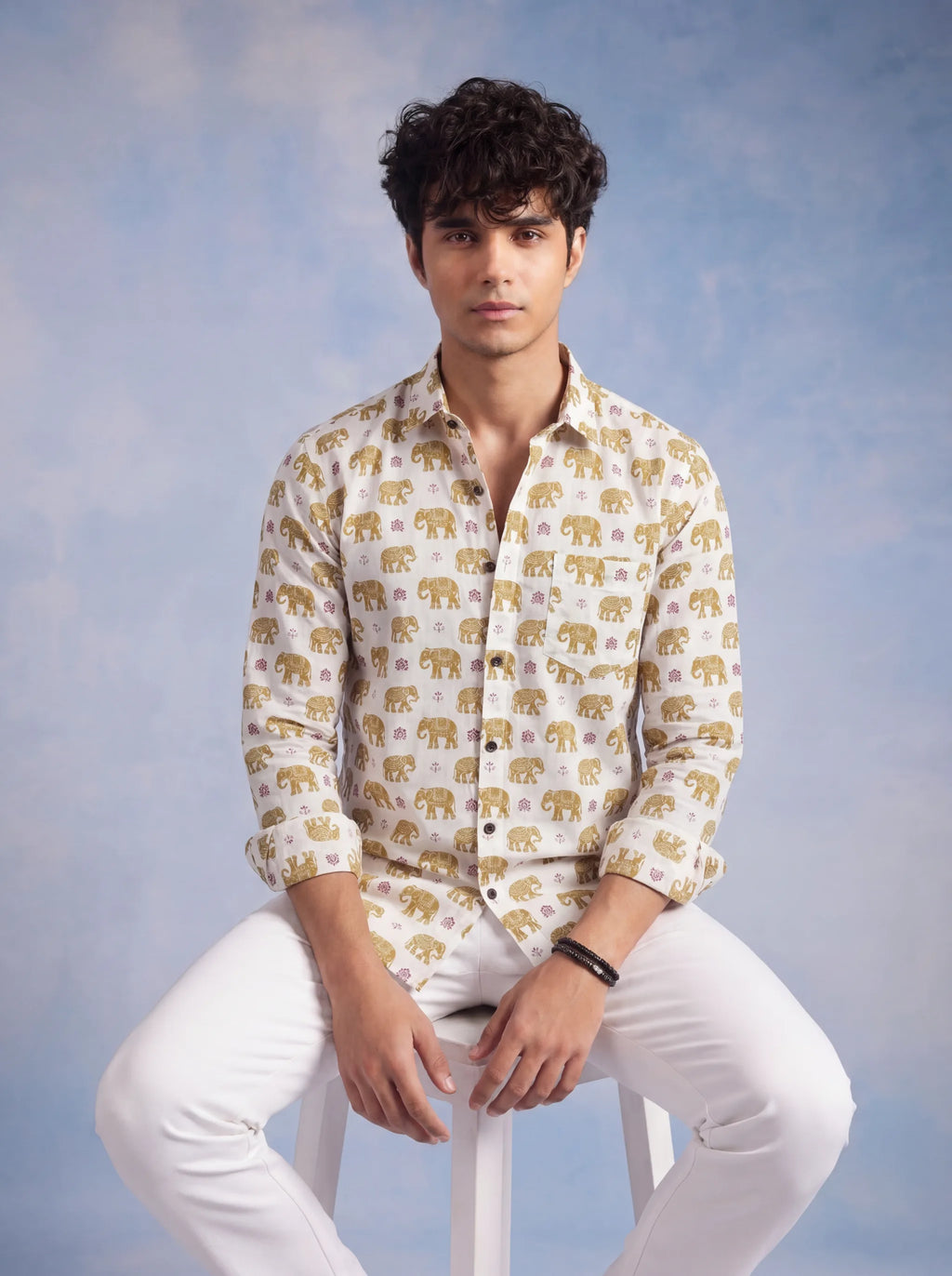 Elephant Charm – Printed Cotton Full Sleeve Shirt