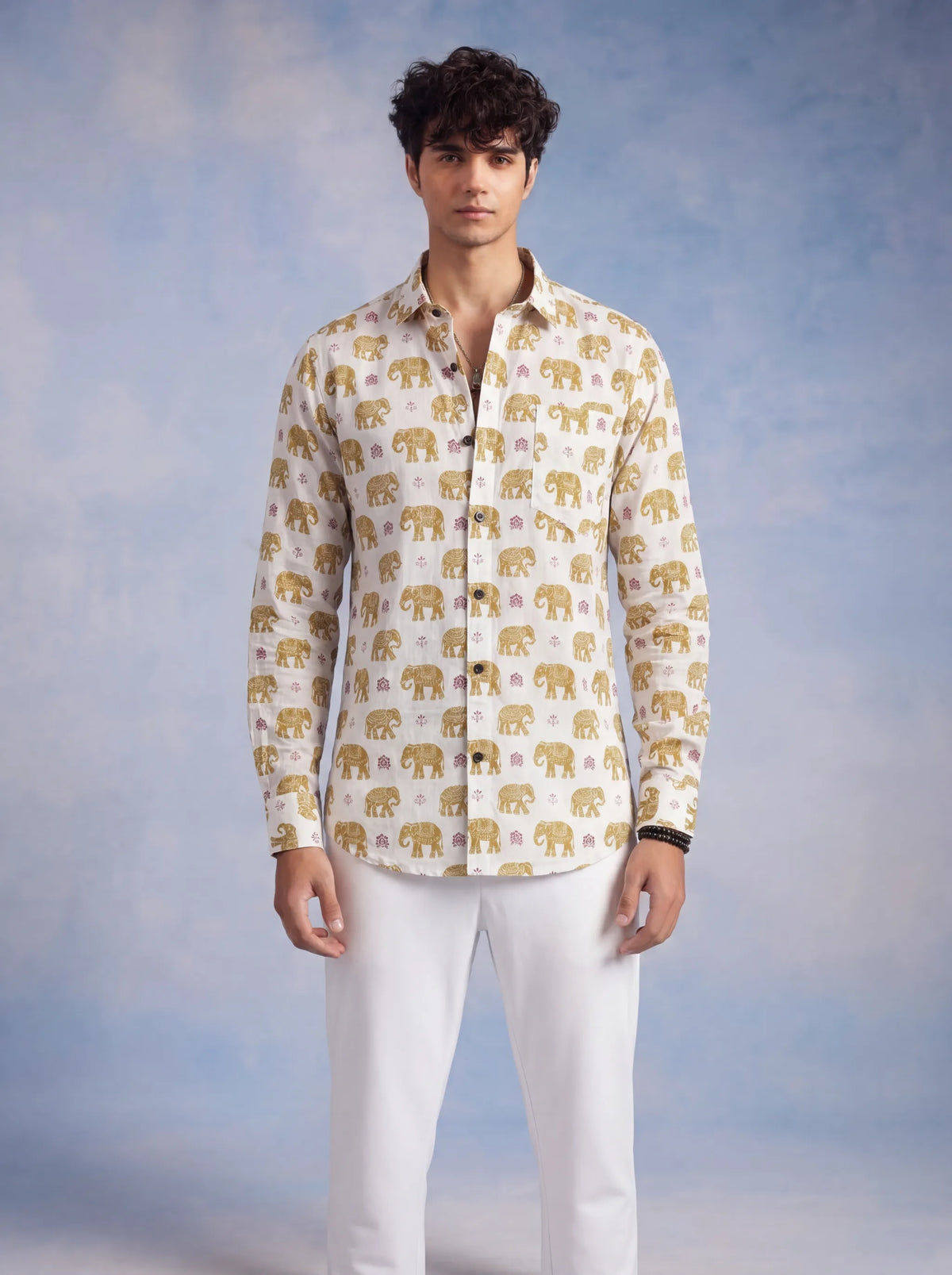 Elephant Charm – Printed Cotton Full Sleeve Shirt