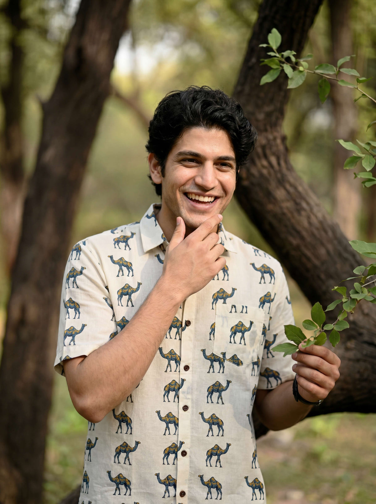 Desert Charm – Printed Cotton Half Sleeve Shirt