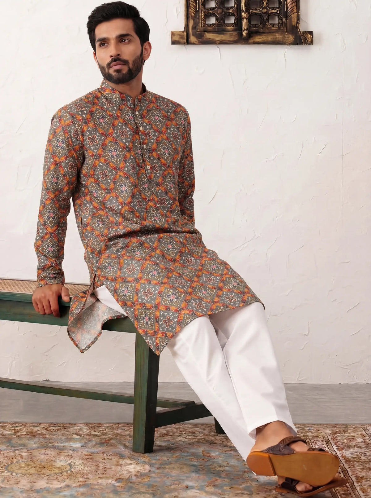 Rajwadi Maze – Geometric Block Print Long Kurta
