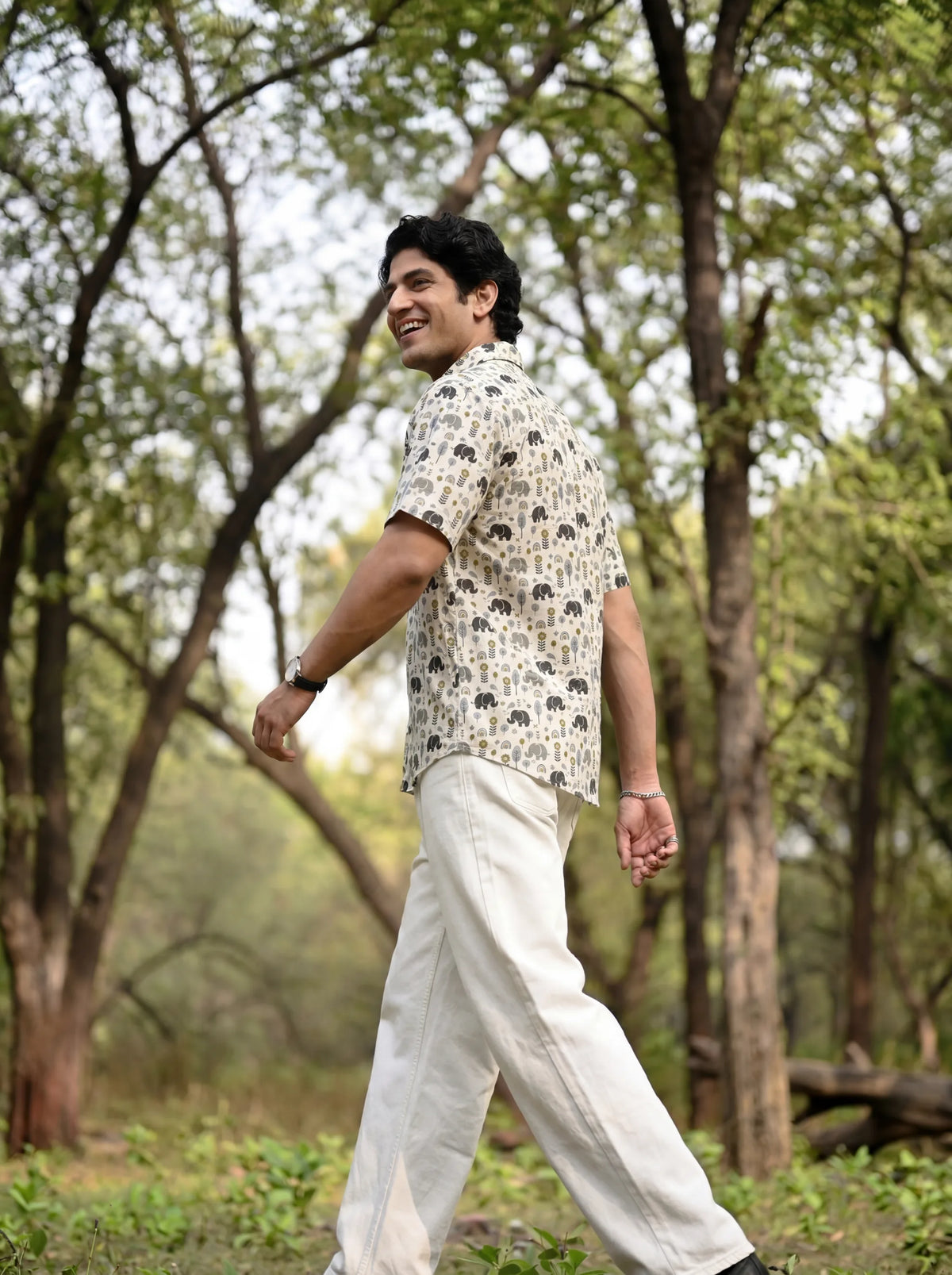 Elephant Dance – Printed Cotton Half Sleeve Shirt