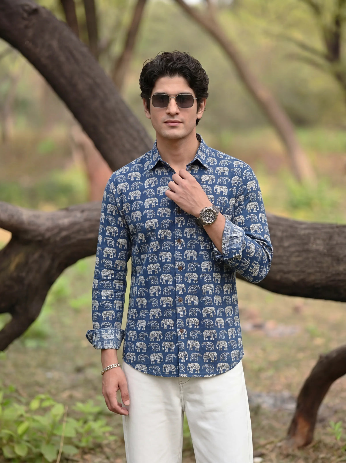Elephant Dance – Printed Cotton Full Sleeve Shirt
