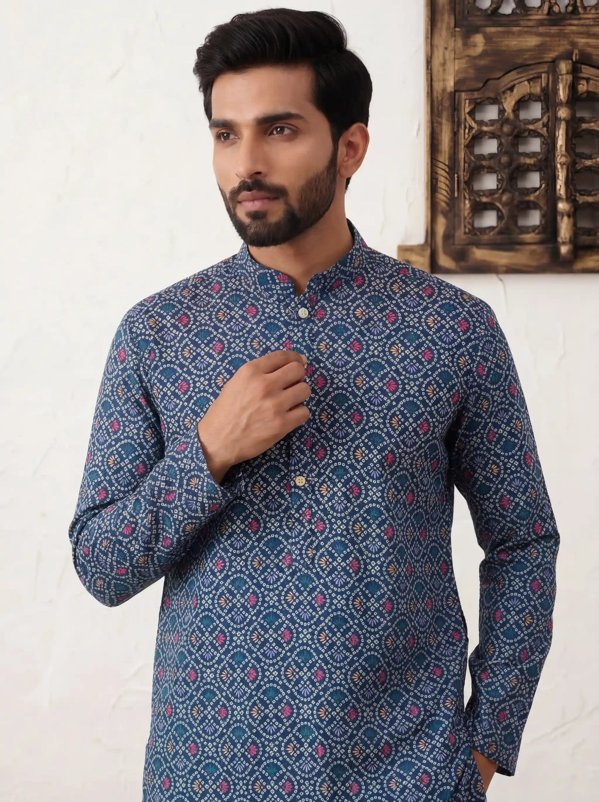 Indigo Blossom – Block Print Long Kurta
