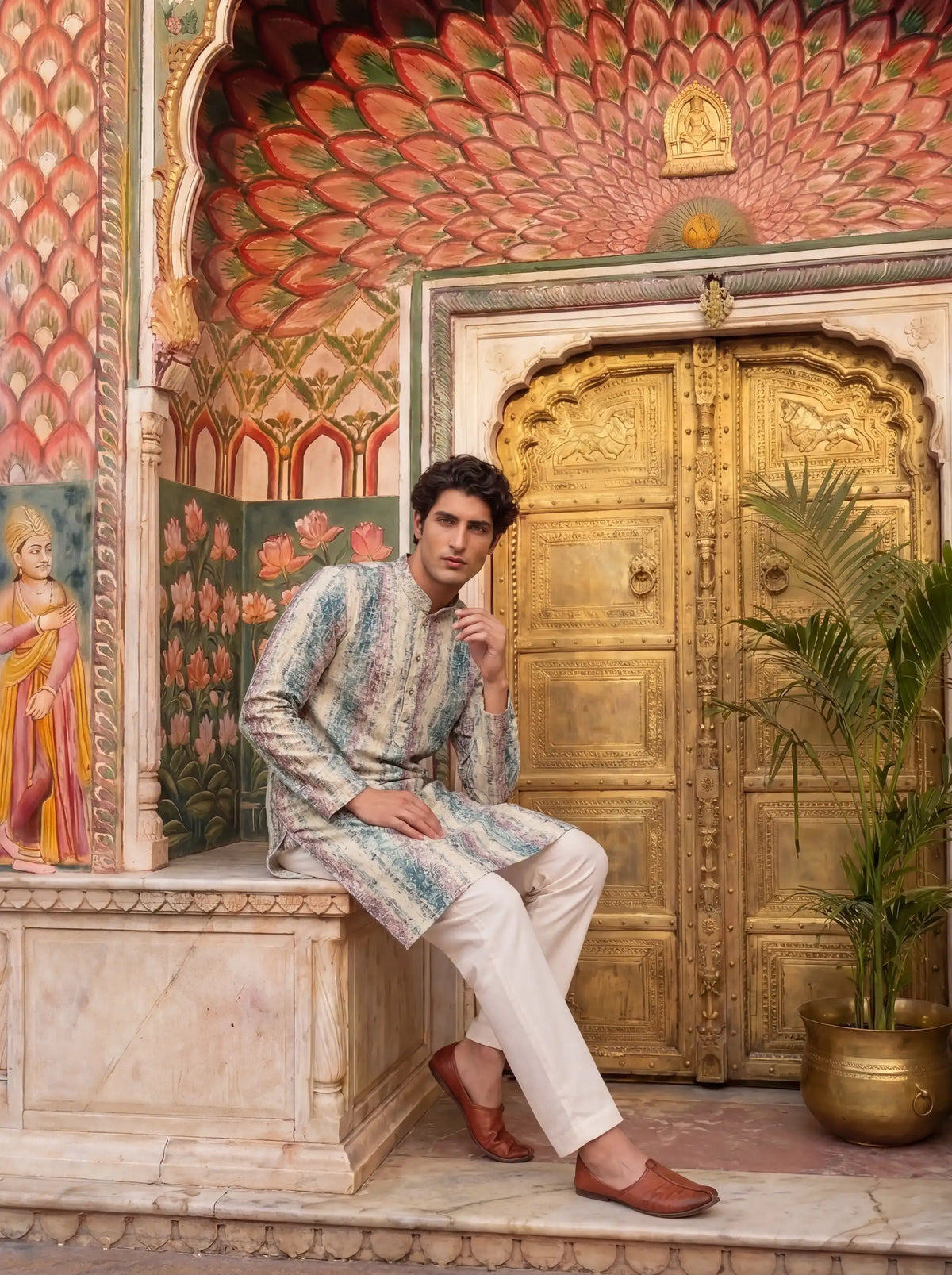 Gilded Silver Printed Kurta