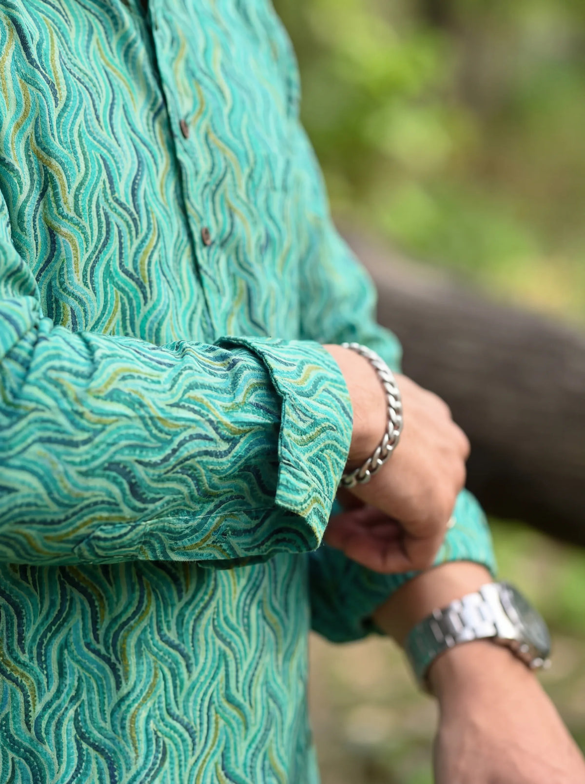 Ocean Waves – Printed Cotton Short Kurta
