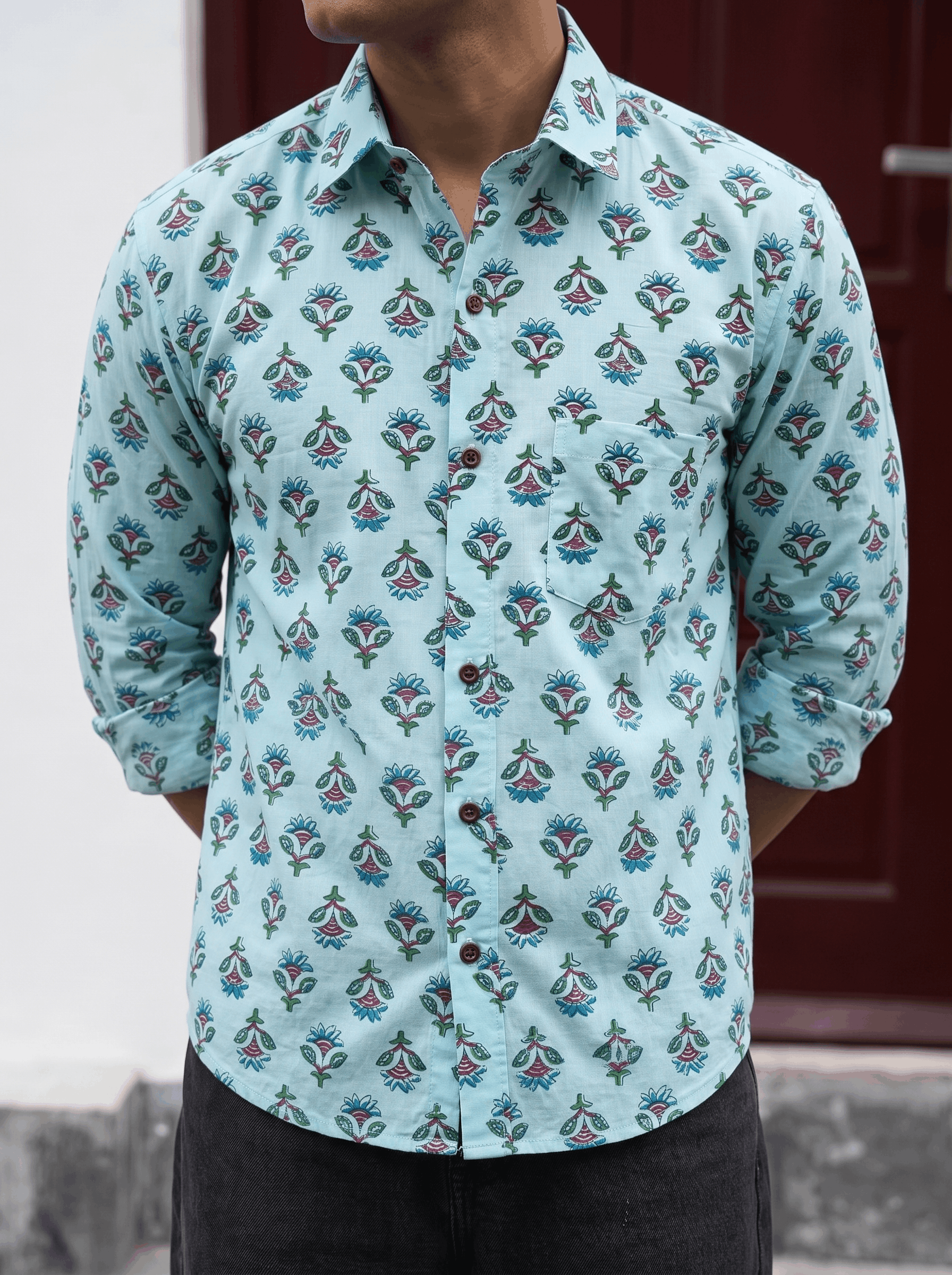 Floral Fusion – Printed Cotton Full Sleeve Shirt