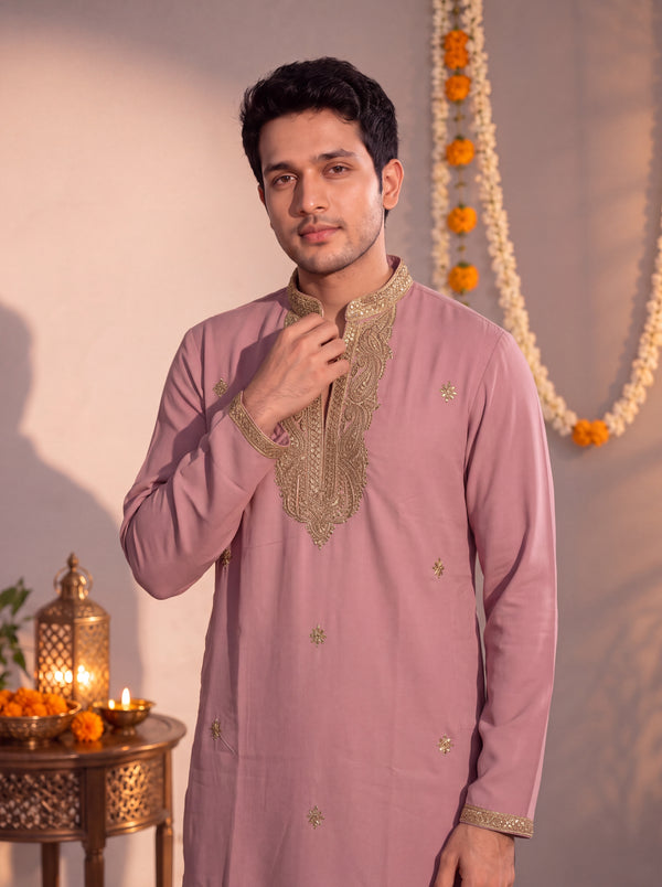 Pink Zari Work – Designer Long Kurta