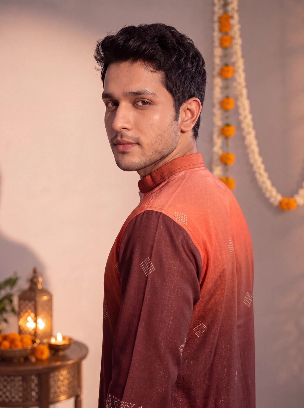 Coral Daman Printed – Textured Plan Long Kurta