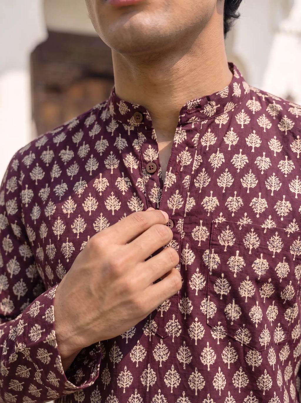 Heritage Charm – Printed Cotton Short Kurta