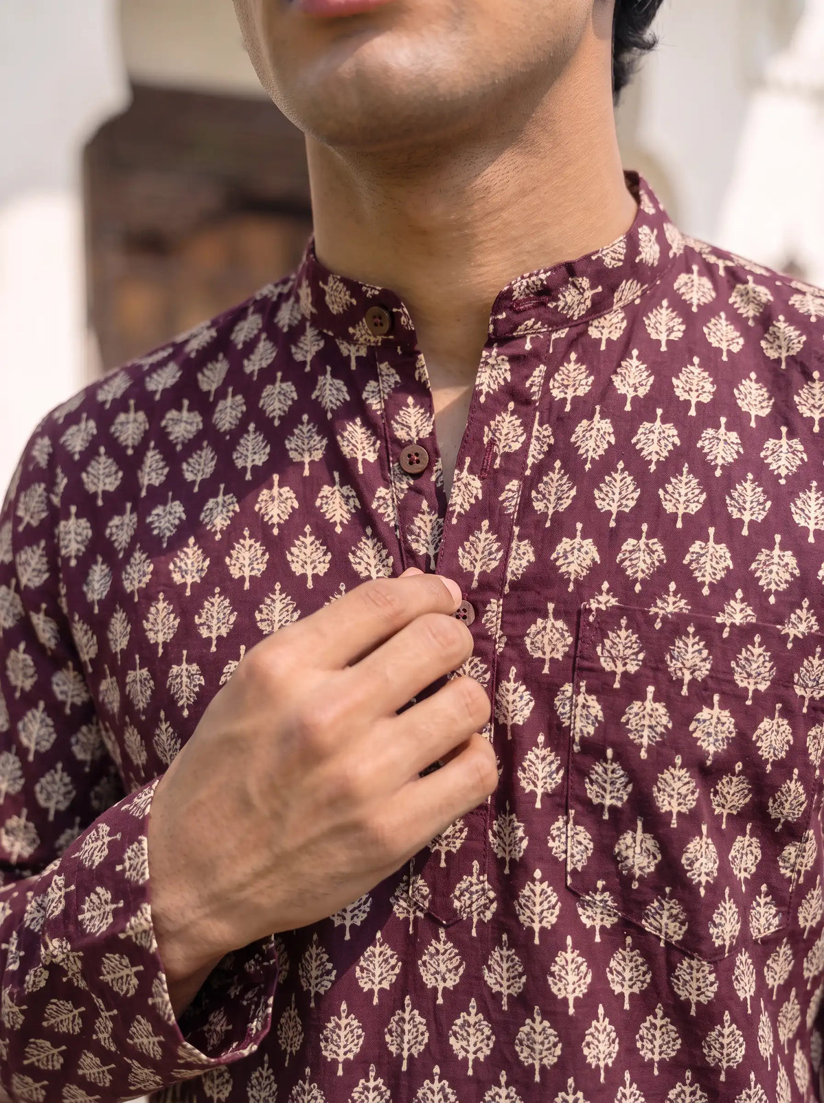 Heritage Charm – Printed Cotton Short Kurta