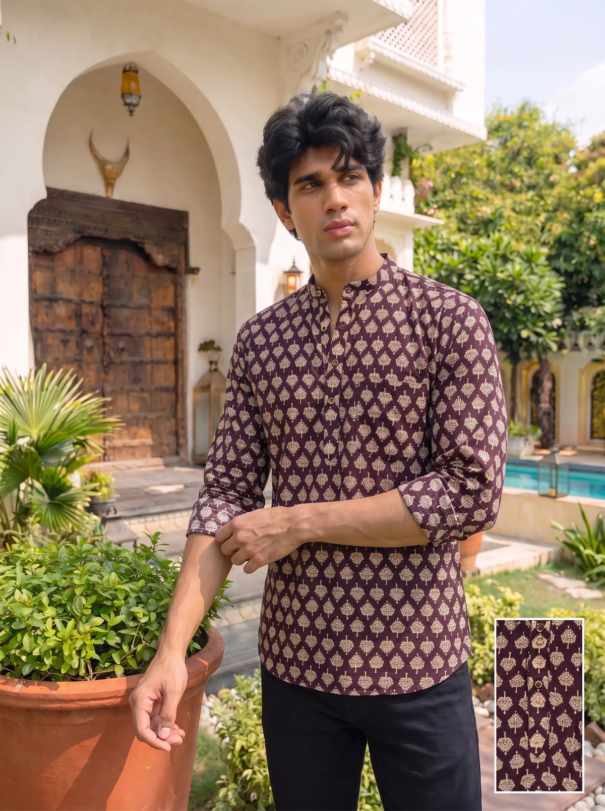 Heritage Charm – Printed Cotton Short Kurta