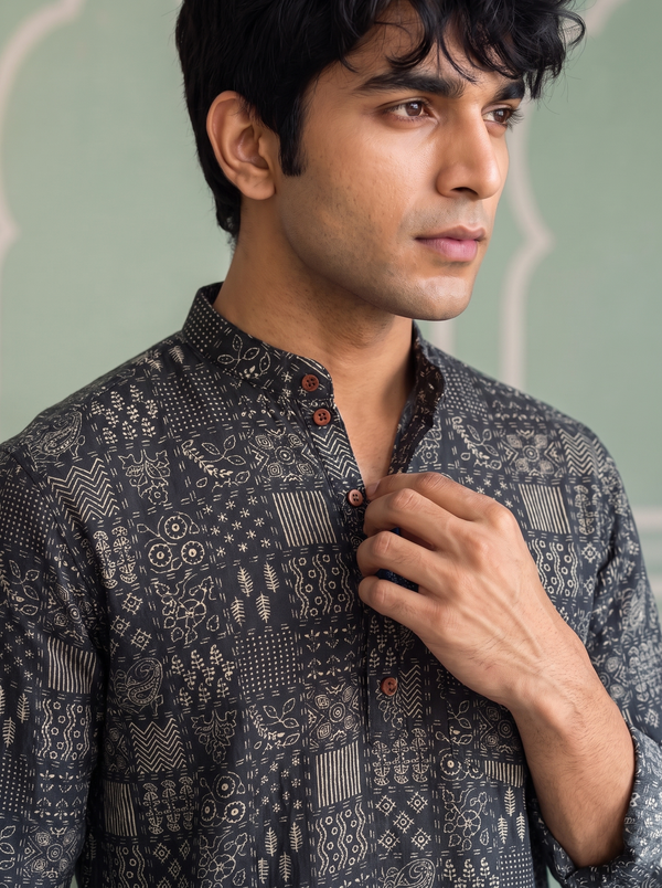 Royal Rajasthani – Printed Cotton Short Kurta