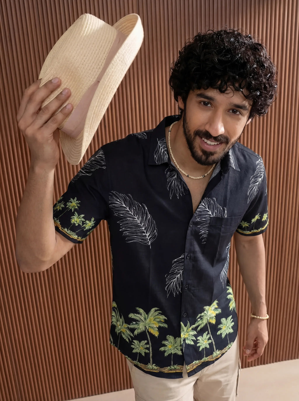 Tropical Vibes – Printed Cotton Half Sleeve Black