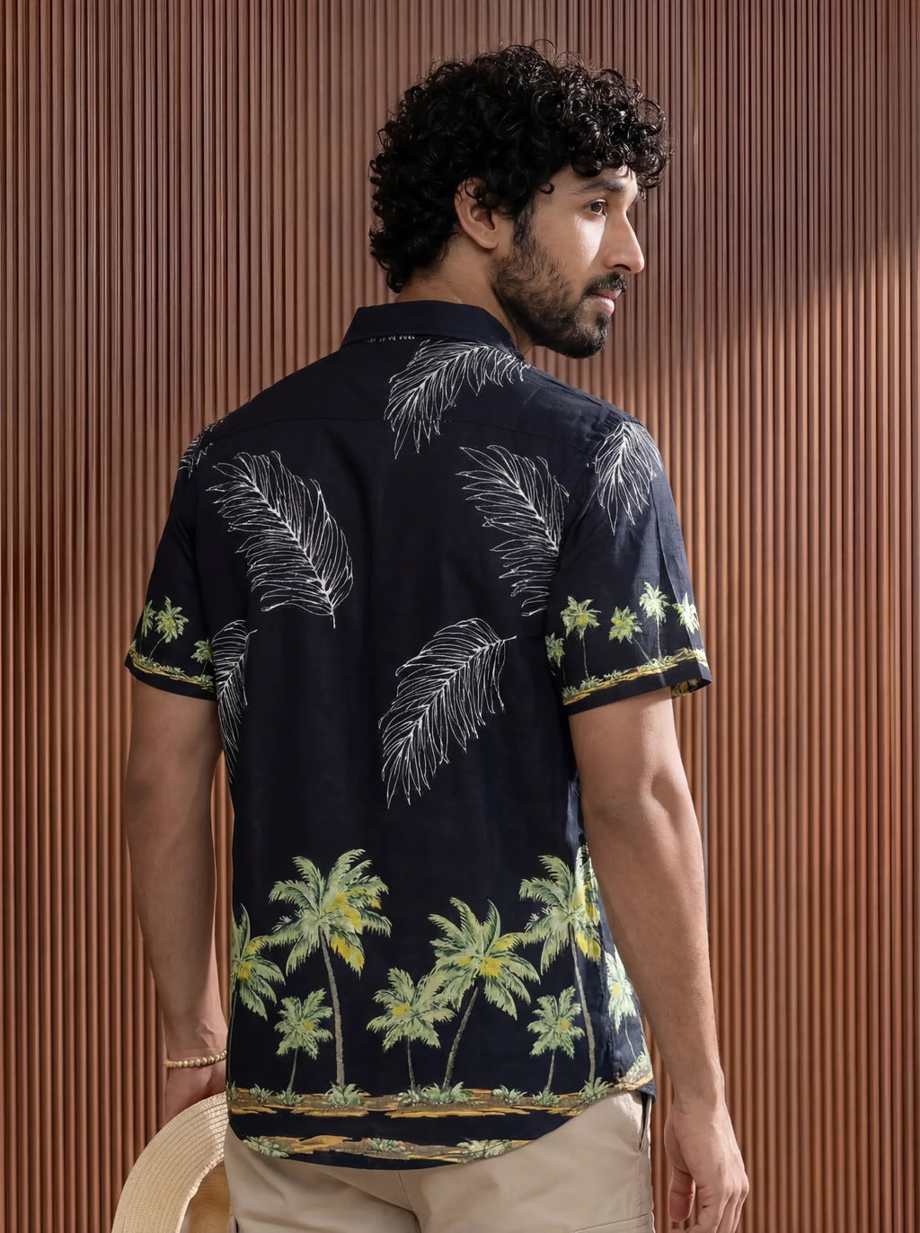 Tropical Vibes – Printed Cotton Half Sleeve Black