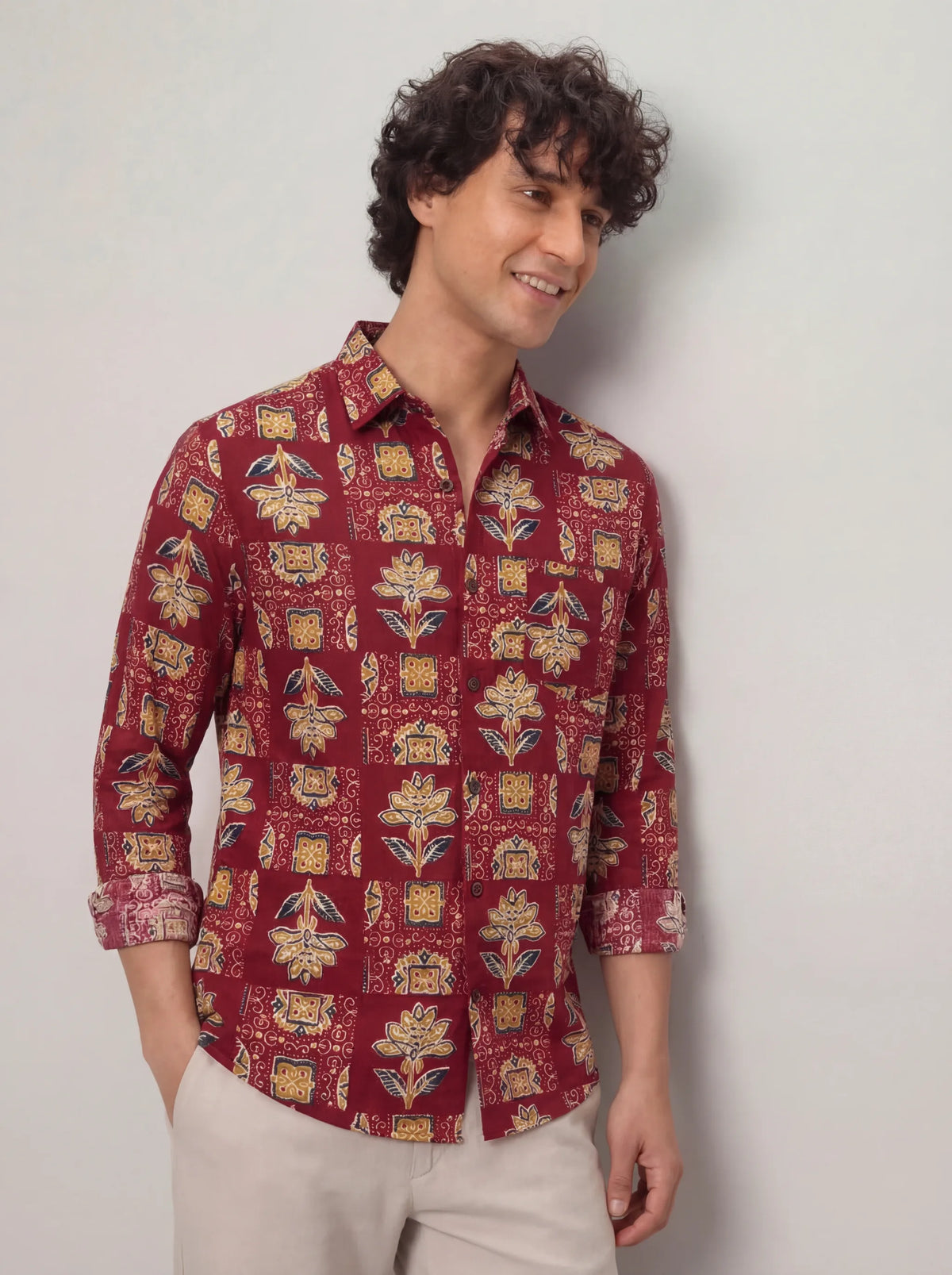 Floral Fiesta – Printed Cotton Full Sleeve in Red & Yellow