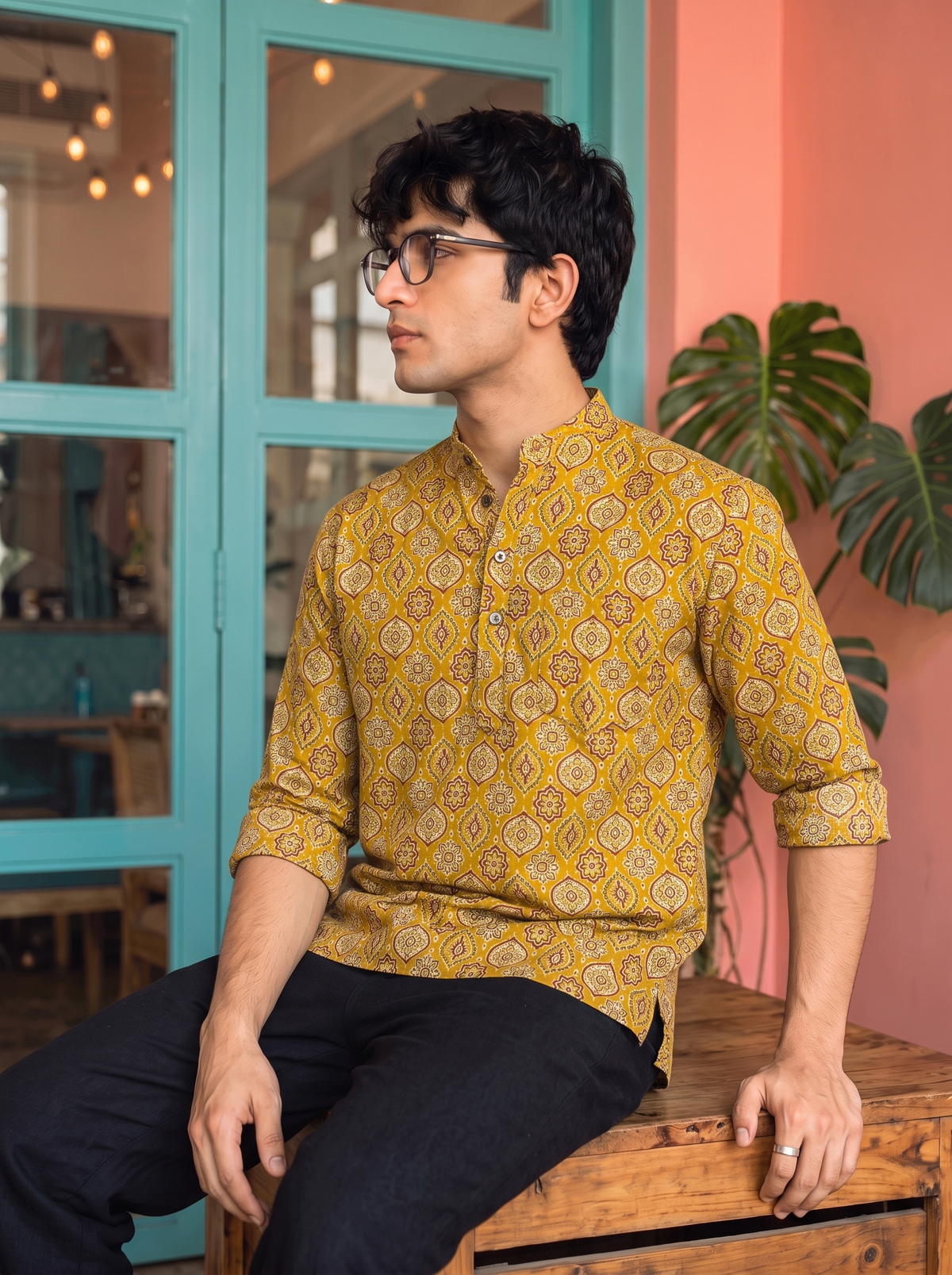 Golden Heritage – Printed Cotton Short Kurta