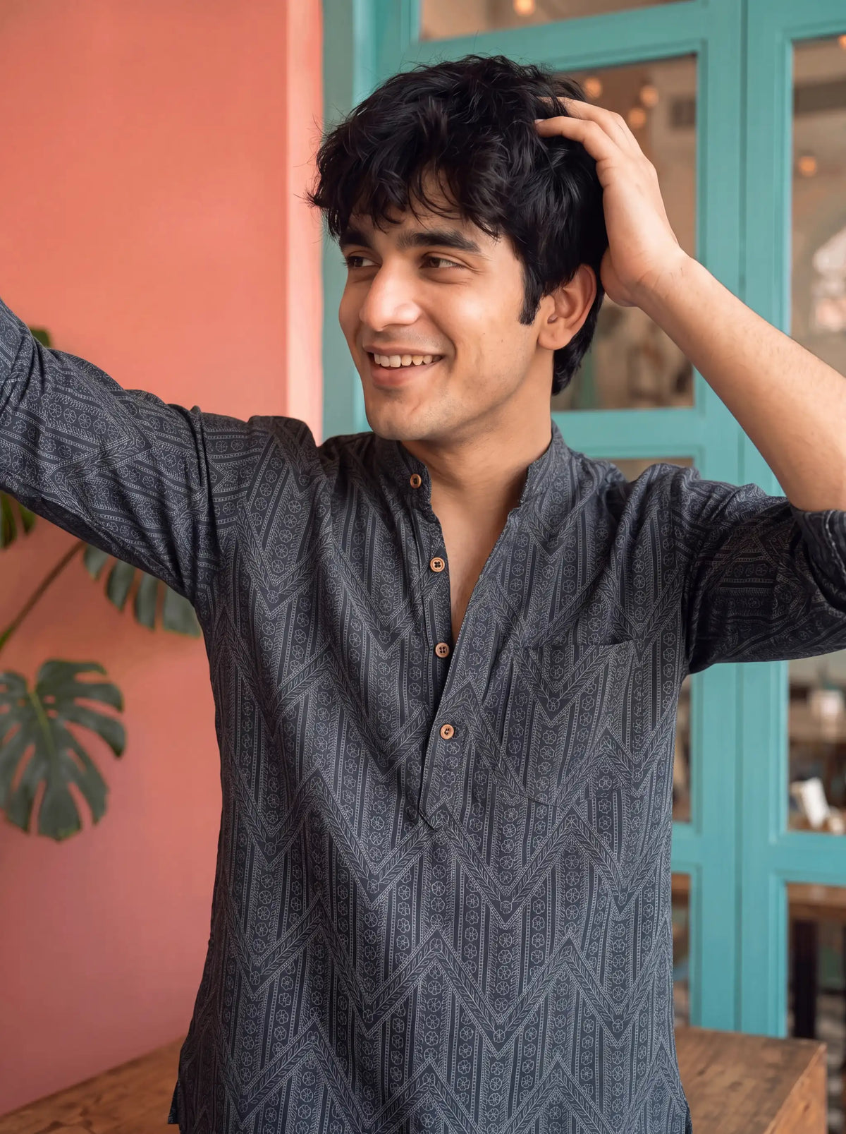 Desert Bloom – Printed Cotton Short Kurta