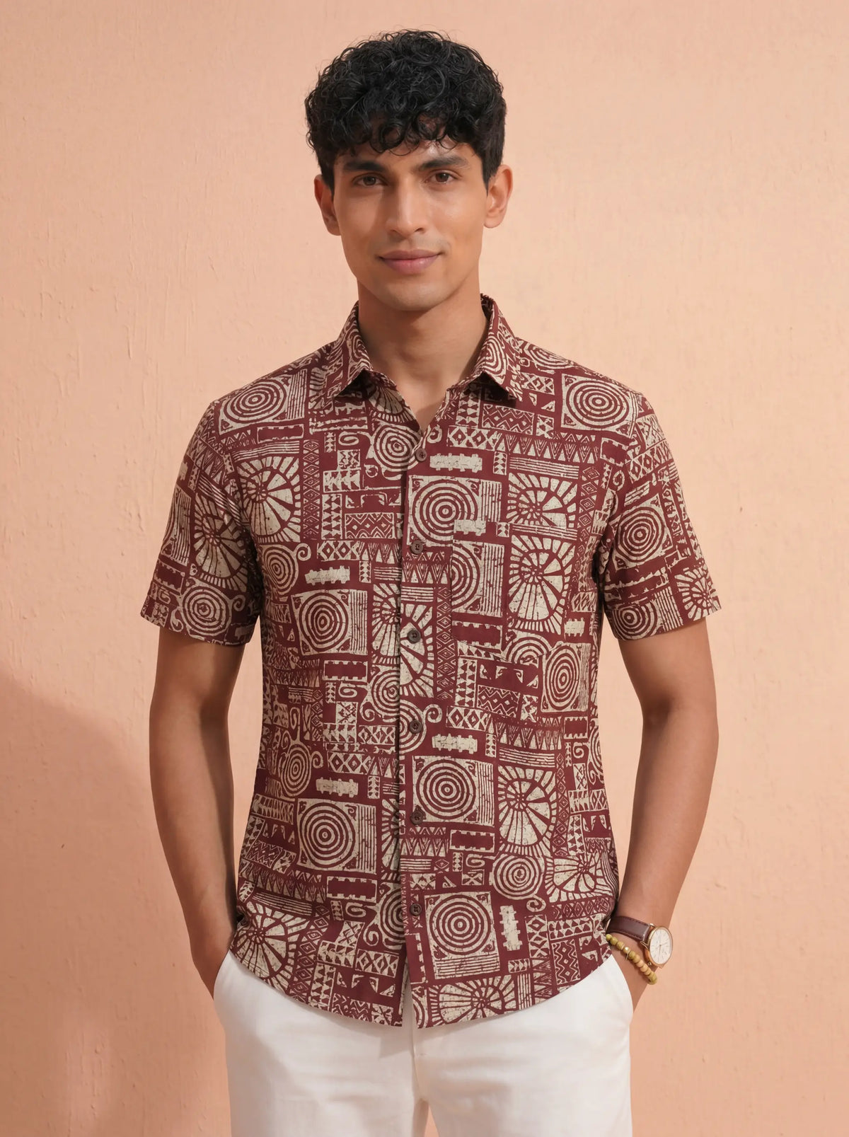 Desert Whirl – Printed Cotton Half Sleeve Shirt