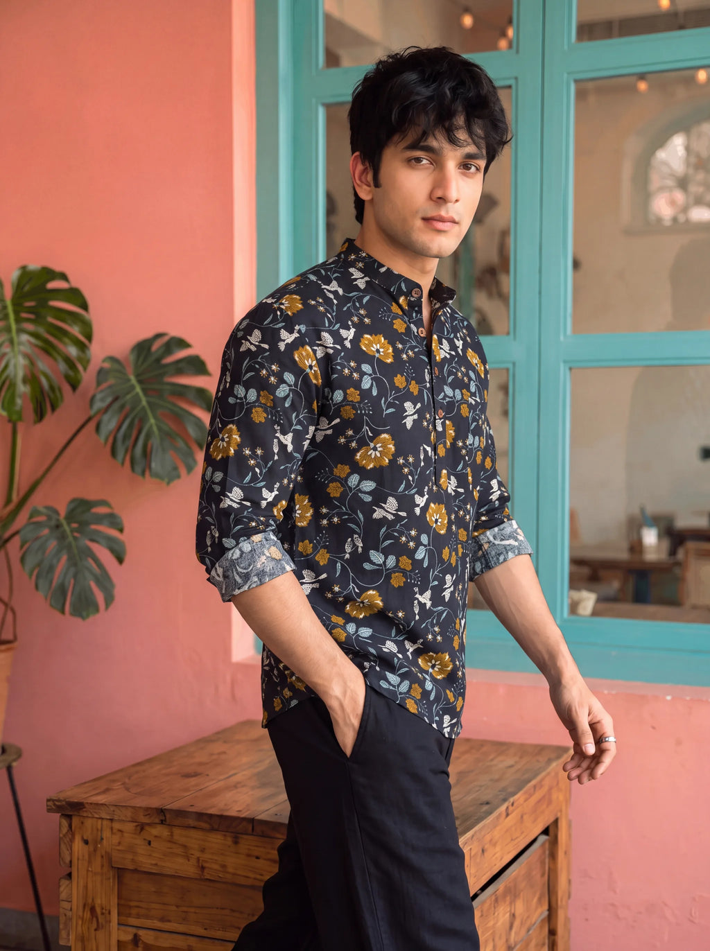 Butterfly Bloom – Printed Cotton Short Kurta