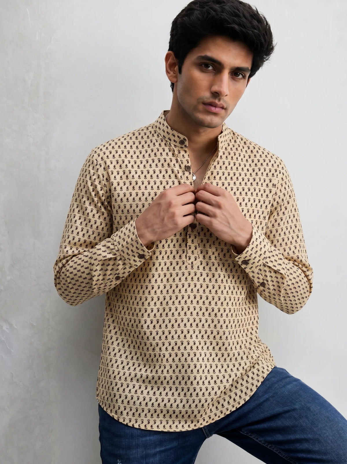 Seahorse Delight – Printed Cotton Short Kurta
