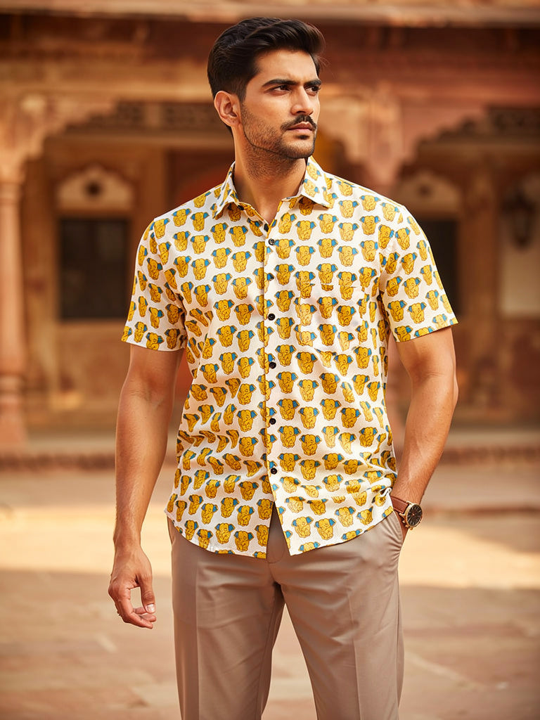 Elephant Charm – Printed Cotton Half Sleeve