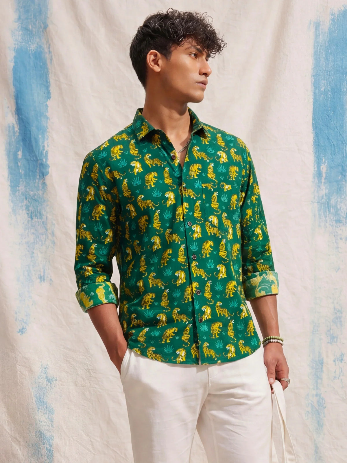Jungle Vibes – Full Sleeve Cotton Shirt with Tiger Print