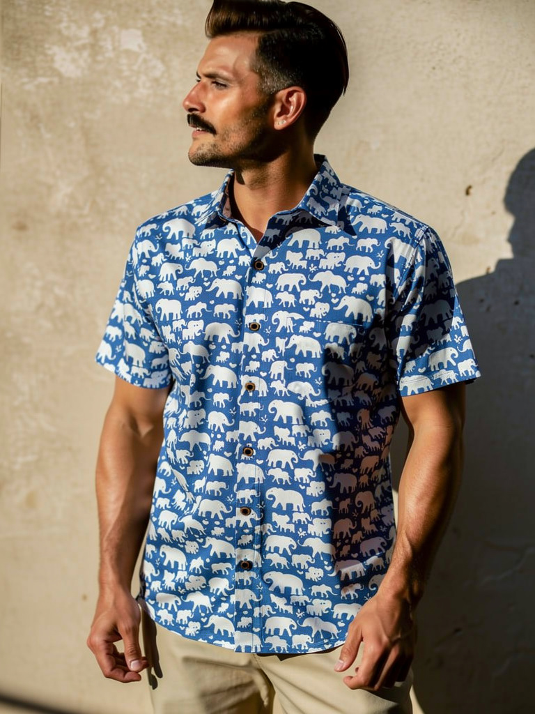 Elephant Expedition – Printed Cotton Half Sleeve