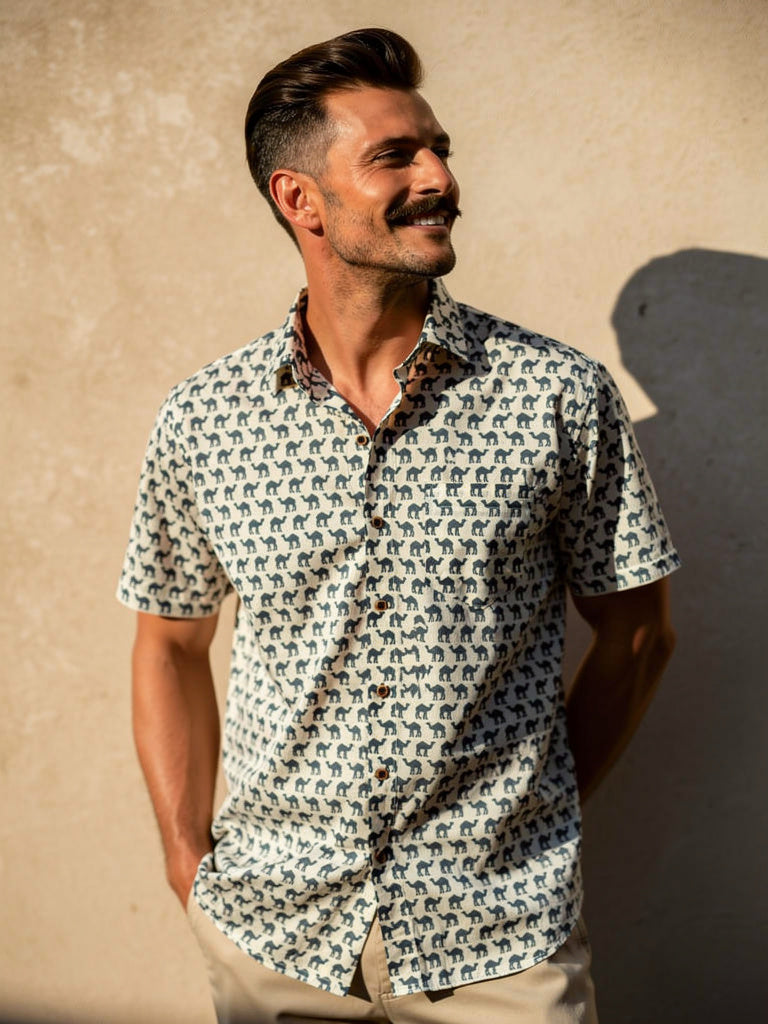 Wild Parade – Cotton Half Sleeve in Cream & Blue