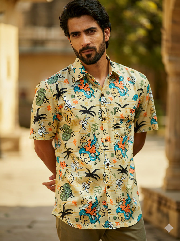 Tropical Vibes – Printed Cotton Half Sleeve