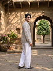 Leafy Elegance – Plus Size Printed Cotton Short Kurta