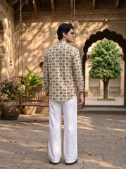Plus Size Elephant Print Cotton Short Kurta